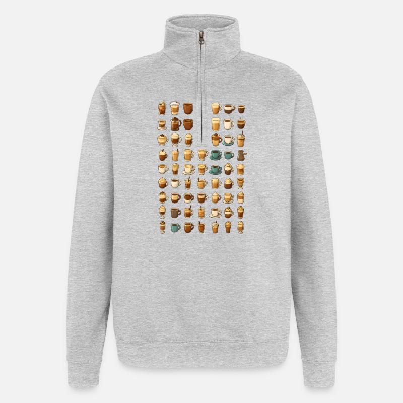 Various coffee drinks illustration - Quarter-Zip Sweatshirt - heather grey