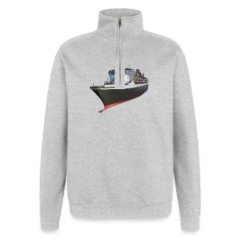 Classic cruise ship design - Quarter-Zip Sweatshirt - heather grey - Front - AI Model Female 172 light (172cm) & AI Model Male 178 dark (178cm)
