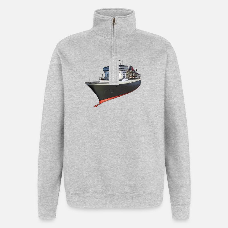 Conception classique d'un navire de croisière - Sweat à zip 1/4 - gris chiné