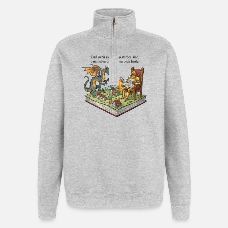 Die Reichen leben noch heute - Quarter-Zip-Sweatshirt - Grau meliert