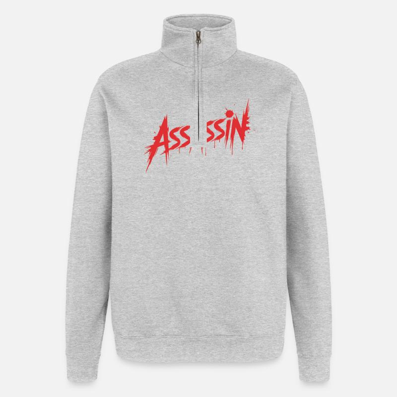Assassin - Conception de sang tueur - Sweat à zip 1/4 - gris chiné