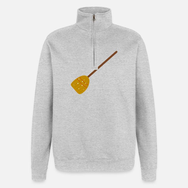 Sternenhexenbesen in Herbstfarben - Quarter-Zip-Sweatshirt - Grau meliert