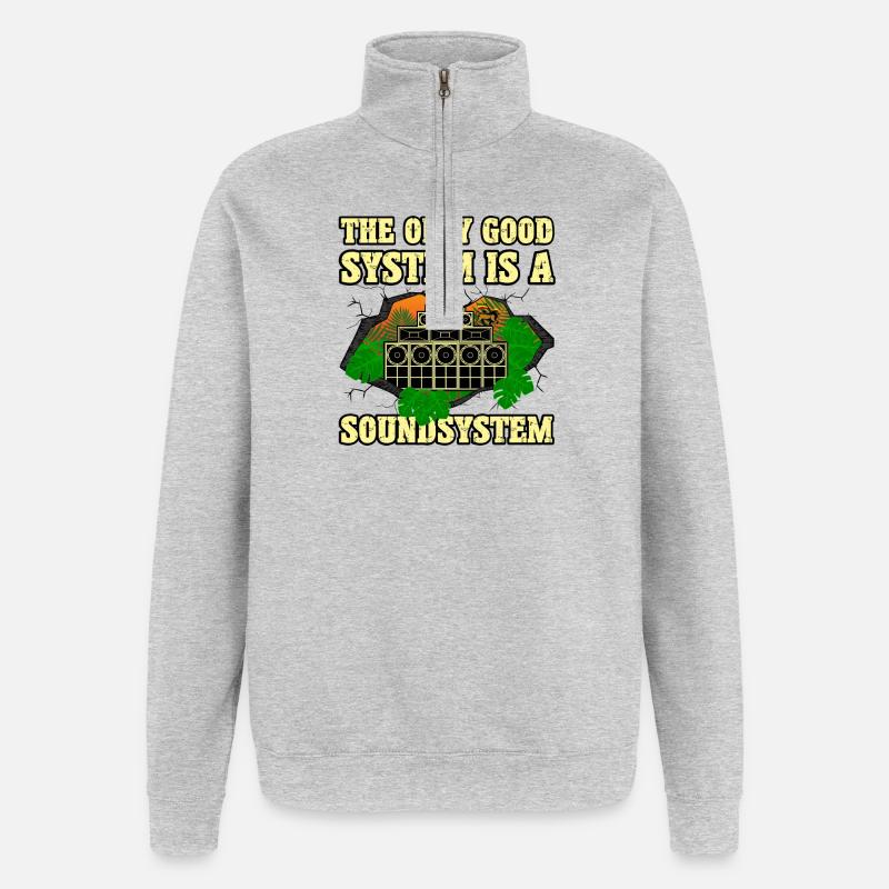 Système de son Dub - Sweat à zip 1/4 - gris chiné