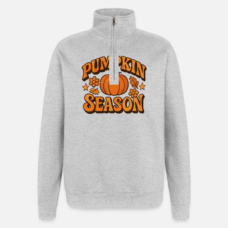 Kürbissaison Herbst Illustration - Quarter-Zip-Sweatshirt - Grau meliert