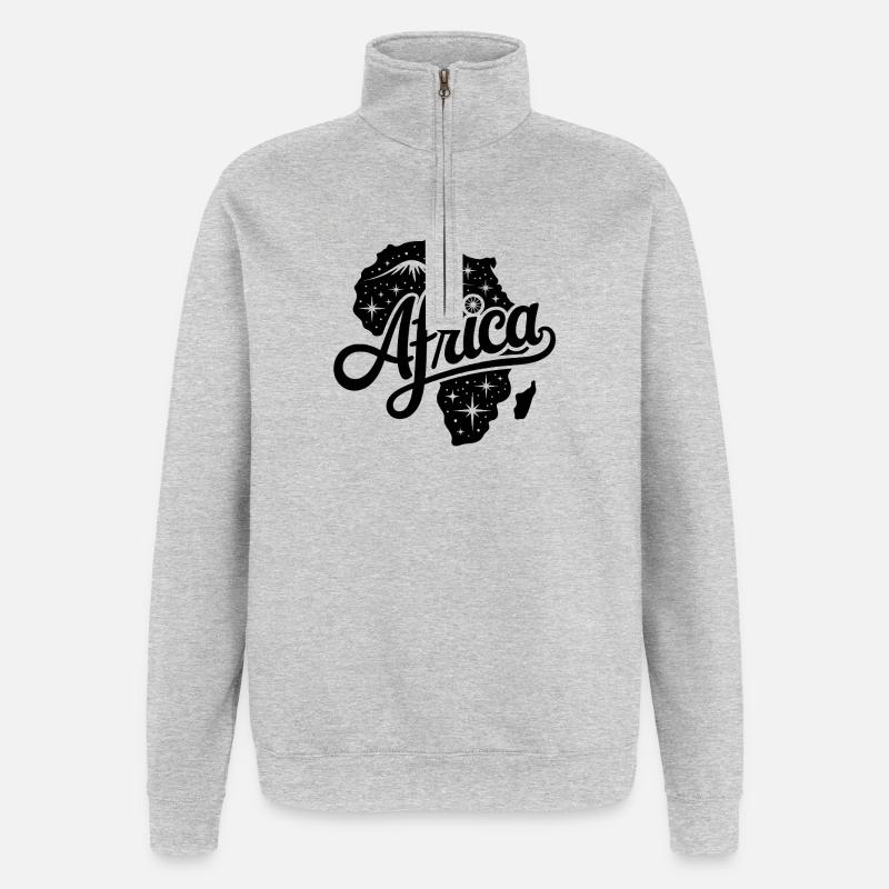 Afrique - Conception de souvenirs - Sweat à zip 1/4 - gris chiné