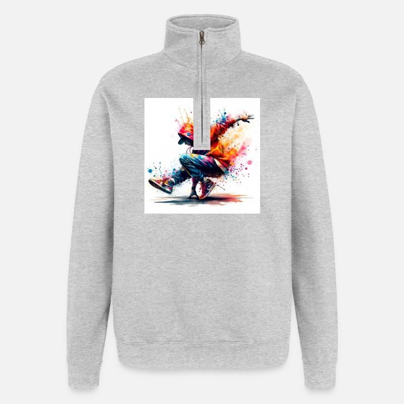 Danse urbaine au style dynamique - Sweat à zip 1/4 - gris chiné