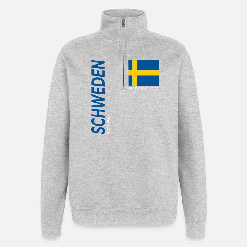 Ystad - Sweat à zip 1/4 - gris chiné