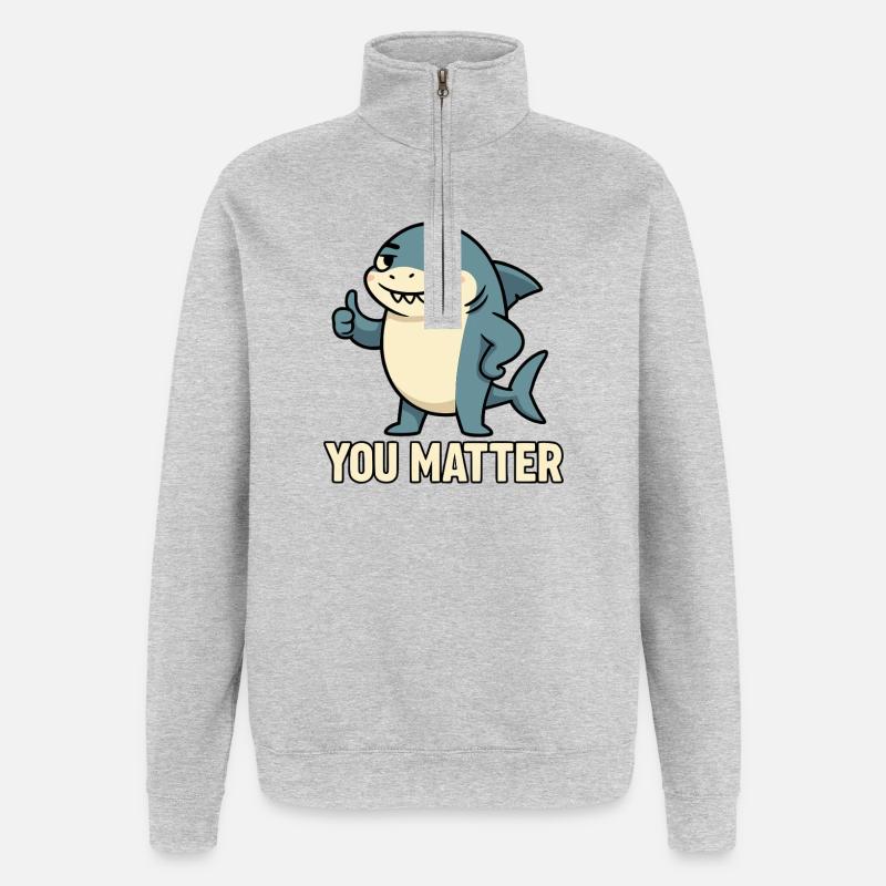 Requin charmant avec motivation de slogan - Sweat à zip 1/4 - gris chiné