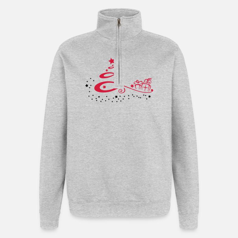 Weihnachtsbaum mit Sternen und Geschenken - Quarter-Zip-Sweatshirt - Grau meliert