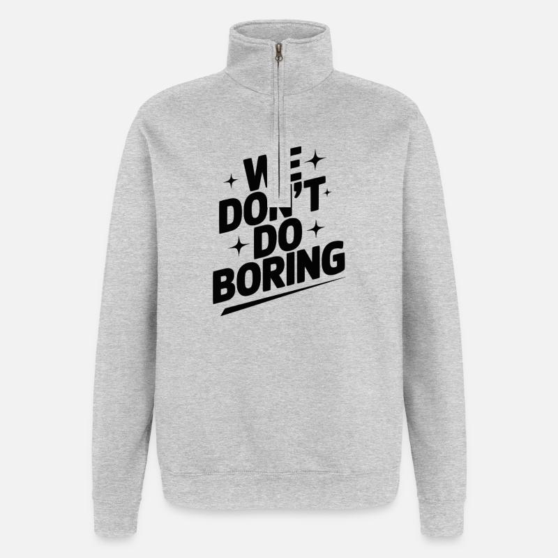 Nous ne nous ennuyons pas - Sweat à zip 1/4 - gris chiné