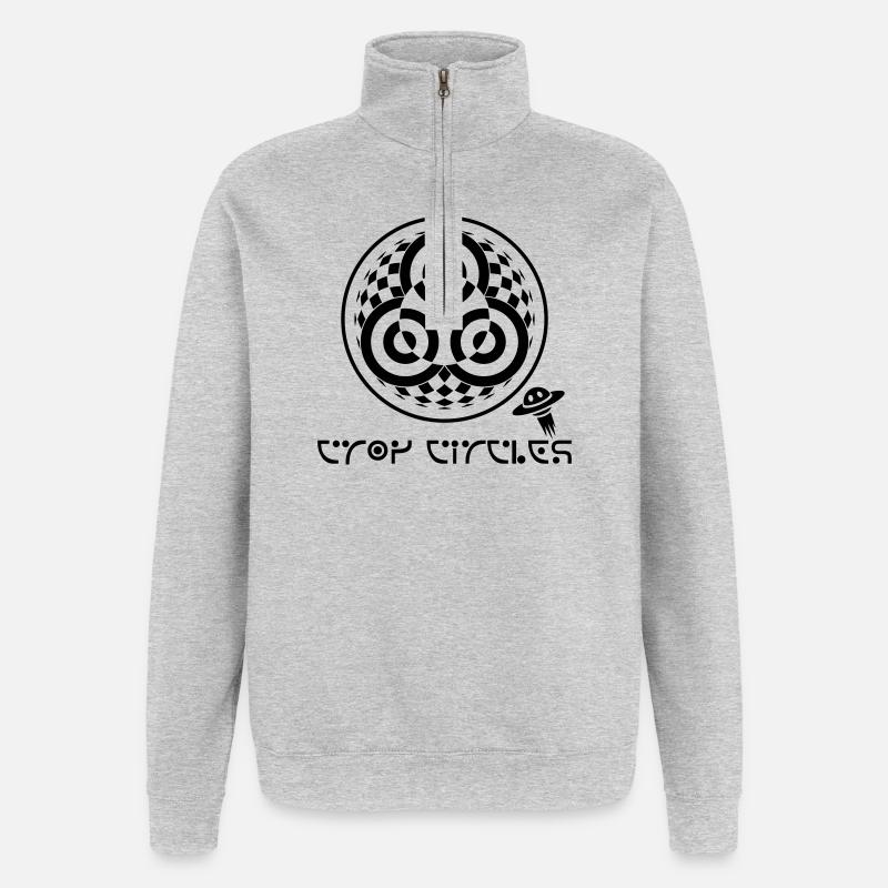 Crop Circle Trinity psychédélique - Sweat à zip 1/4 - gris chiné