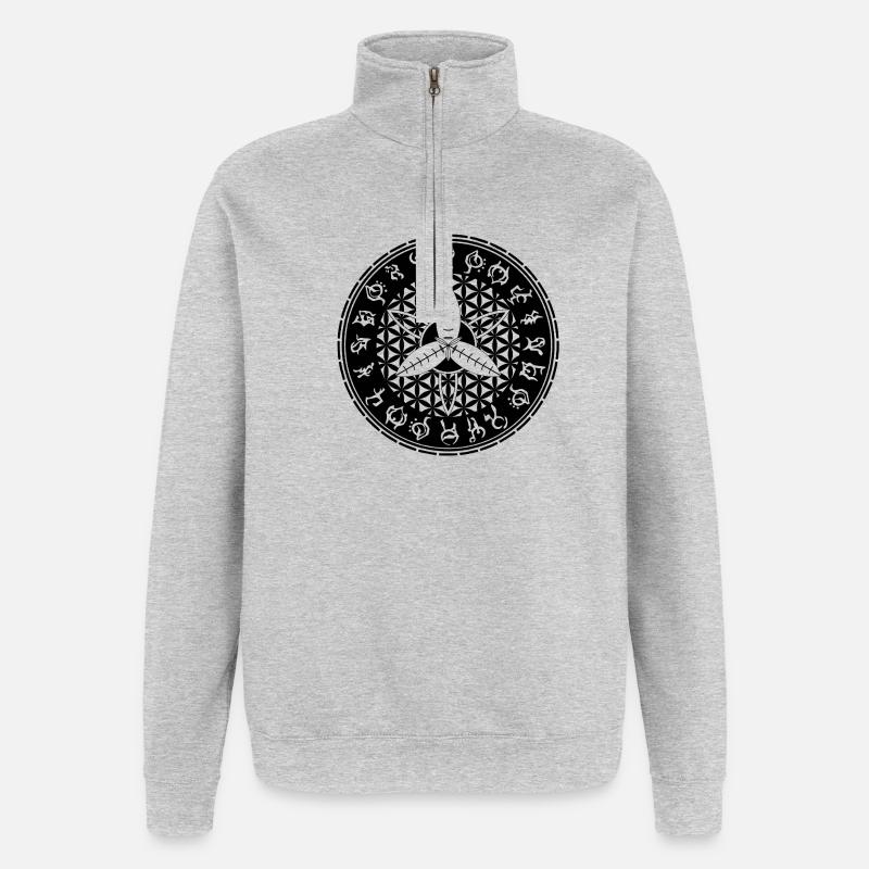 Blume des Lebens Motte Siegel - Quarter-Zip-Sweatshirt - Grau meliert