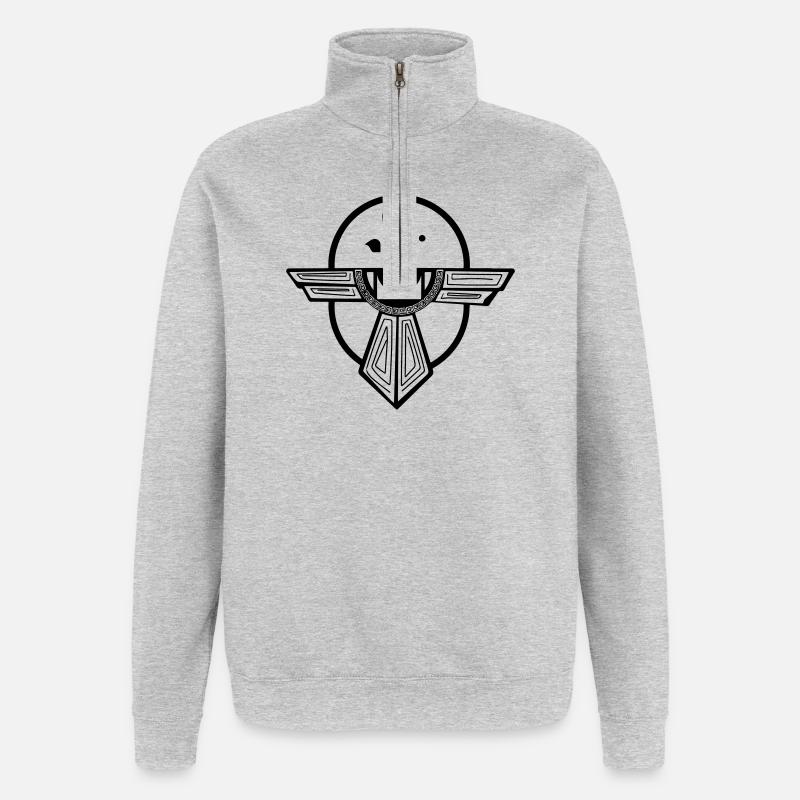 Ancient Thunderbird Totem Design - Quarter-Zip Sweatshirt - heather grey