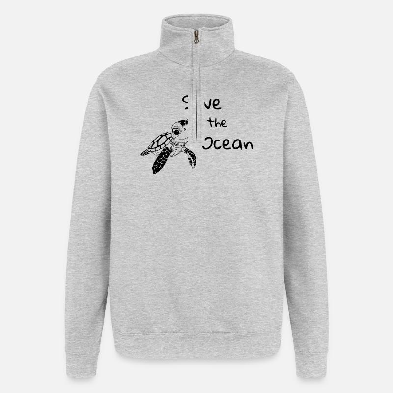 Reed Toad - Save the Ocean - Quarter-Zip Sweatshirt - heather grey