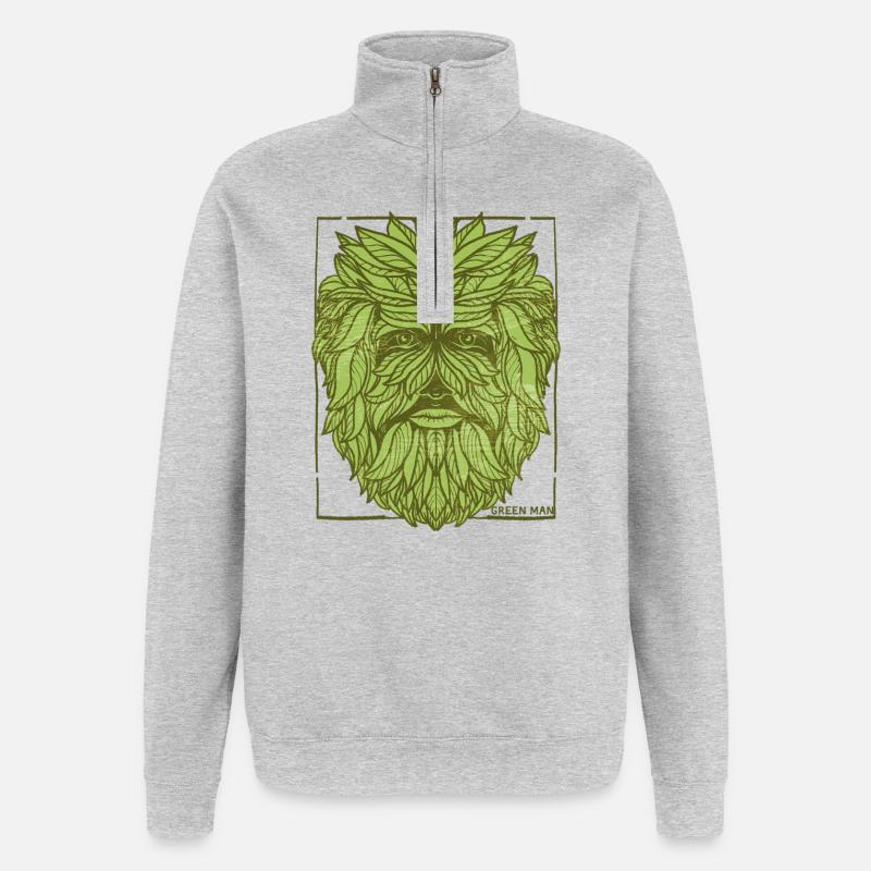 Mystisches Baumgesicht-Design - Quarter-Zip-Sweatshirt - Grau meliert