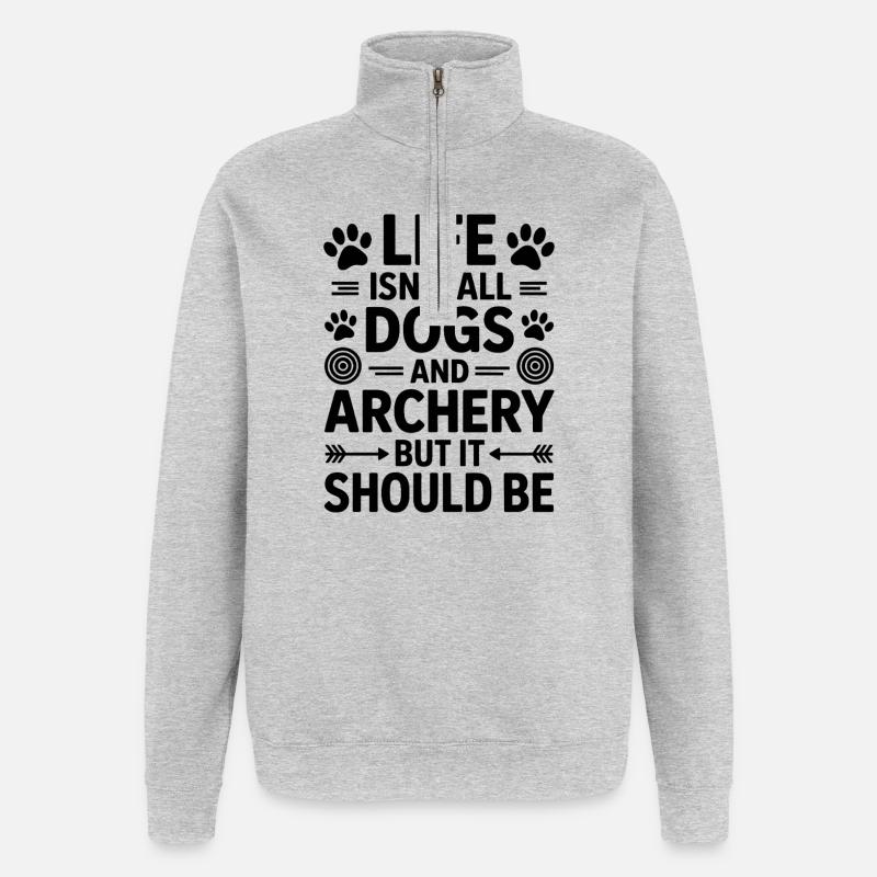 Bogenschießen Spruch Hunde Bogenschießen Geschenk - Quarter-Zip-Sweatshirt - Grau meliert