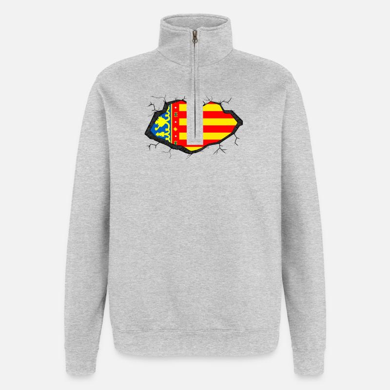 Drapeau de Valence - Sweat à zip 1/4 - gris chiné