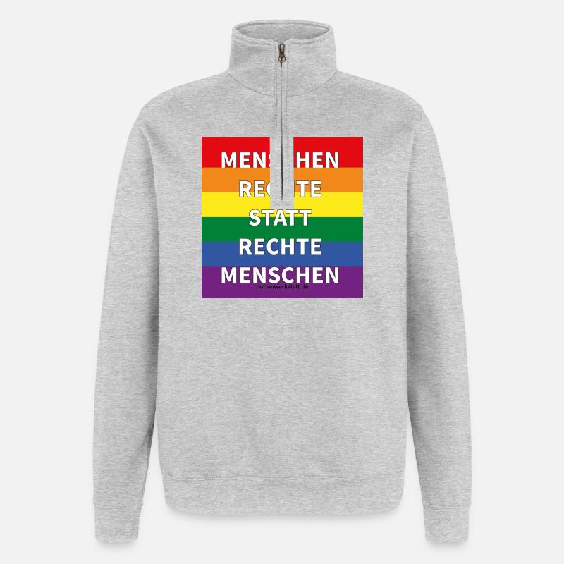 Menschenrechte statt rechte Menschen - Quarter-Zip-Sweatshirt - Grau meliert