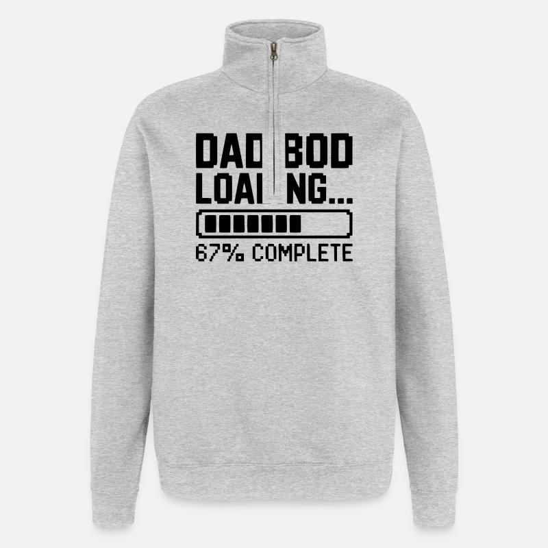 Papa Bod Loading - Quarter-Zip-Sweatshirt - Grau meliert