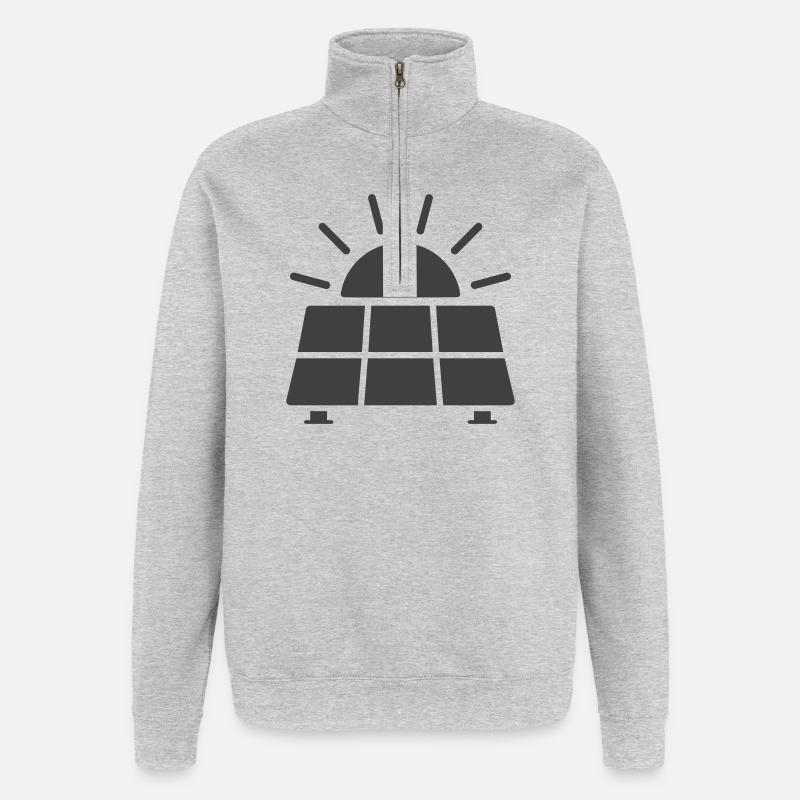 Solar Panel Energy Line Icon - Quarter-Zip Sweatshirt - heather grey