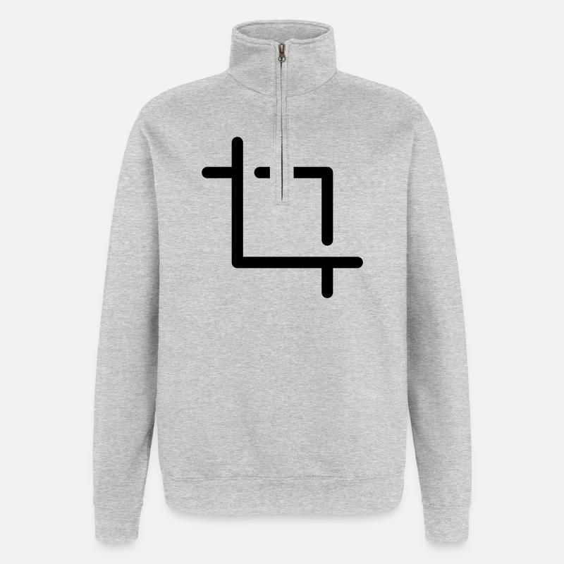 Icône de recadrage - Sweat à zip 1/4 - gris chiné