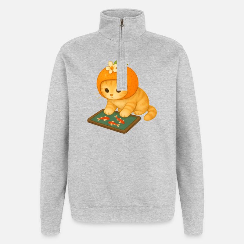 Chat en Fruït Éclatante pour Enfants - Sweat à zip 1/4 - gris chiné