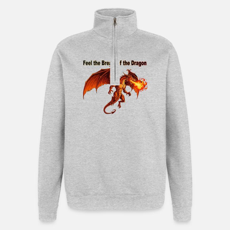 Feuriger Drache Atemzug Design - Quarter-Zip-Sweatshirt - Grau meliert