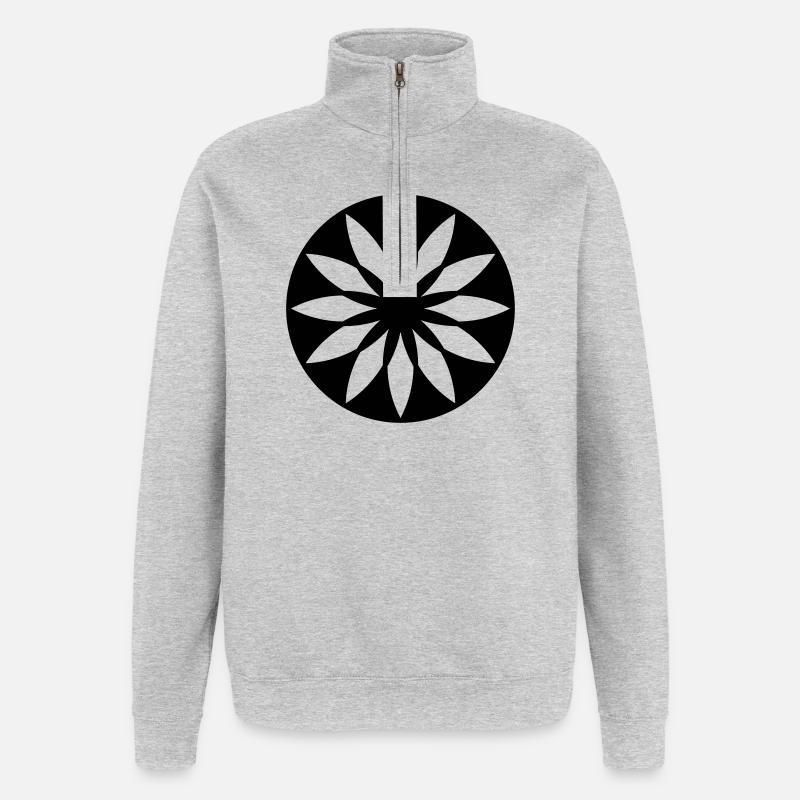 Stellar Bloom – Kornkreis-Mandala - Quarter-Zip-Sweatshirt - Grau meliert