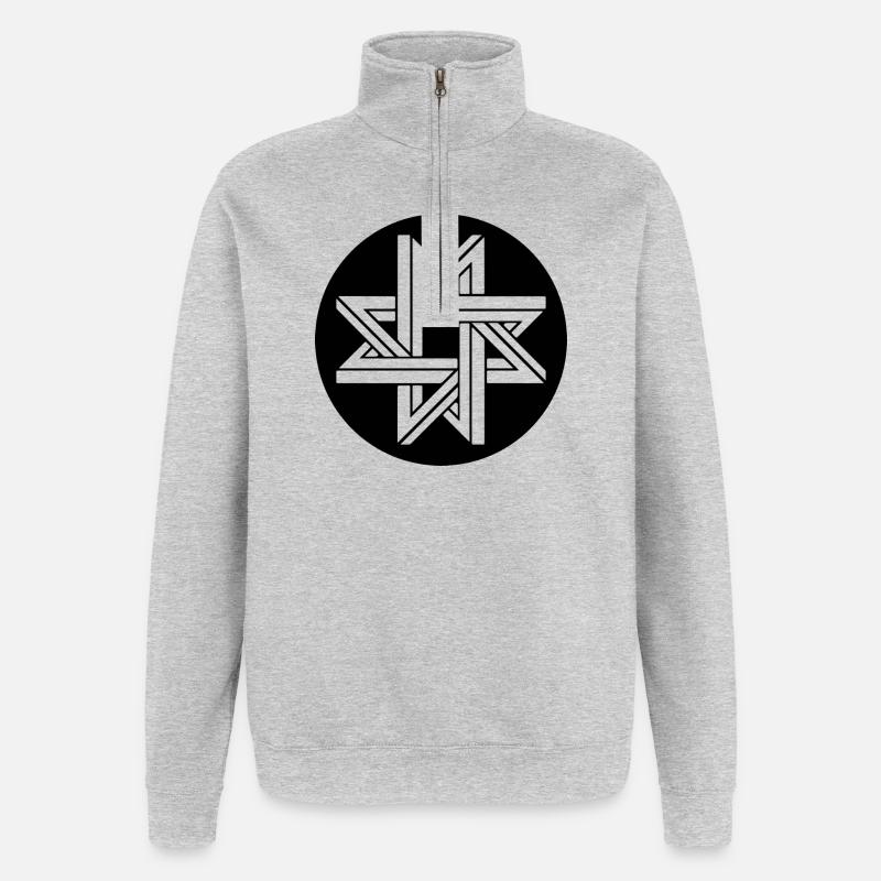 Étoile de géométrie impossible - Sweat à zip 1/4 - gris chiné