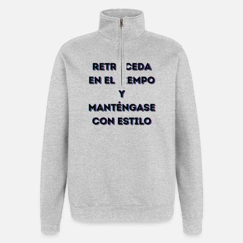 Retro-Stil im Laufe der Zeit - Quarter-Zip-Sweatshirt - Grau meliert