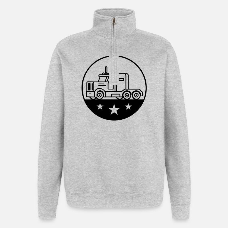 Logo du chauffeur de camion camionneur - Sweat à zip 1/4 - gris chiné