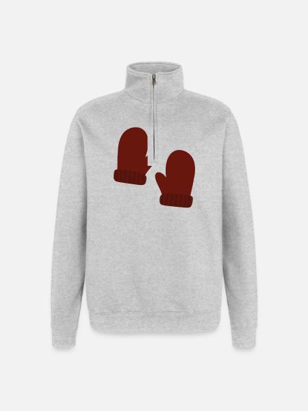 Cozy Winter Mittens Illustration - Quarter-Zip Sweatshirt - heather grey