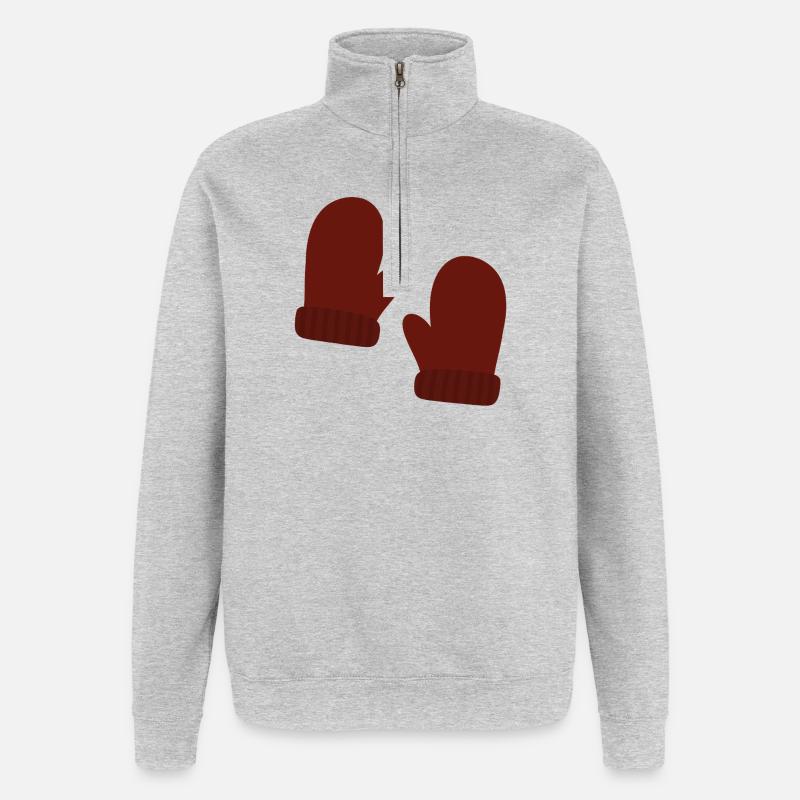 Illustration de mitaines d’hiver confortables - Sweat à zip 1/4 - gris chiné