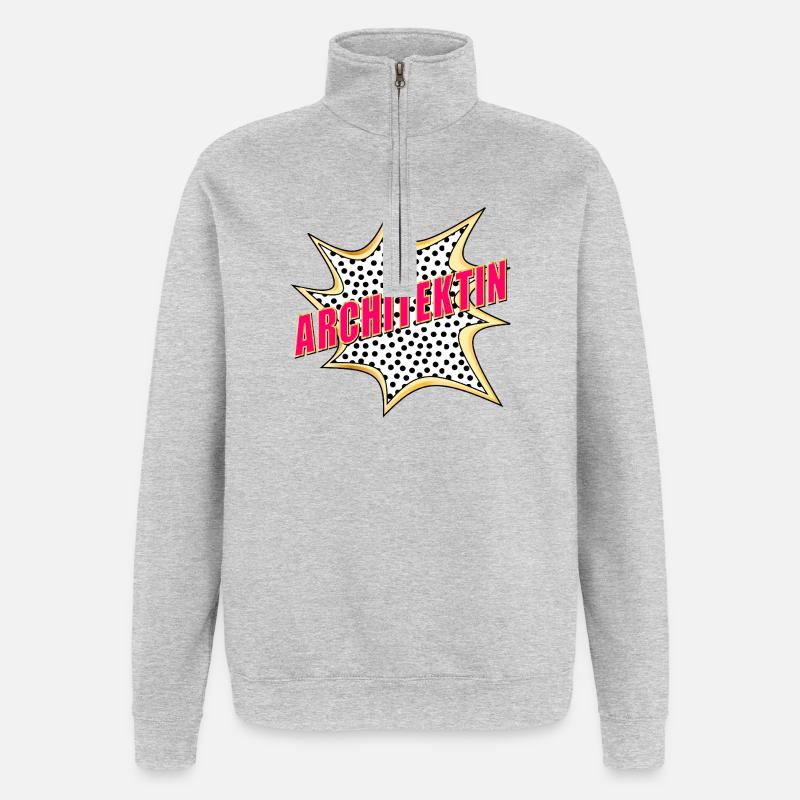 ARCHITECTE DE GESTION DE CONSTRUCTION POP-ART - Sweat à zip 1/4 - gris chiné