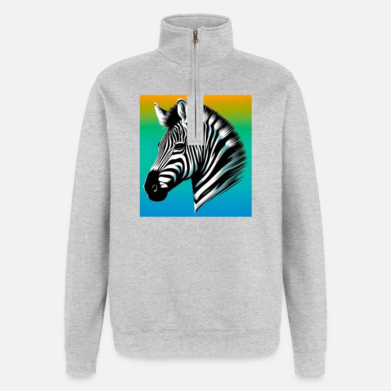 zebra - Quarter-Zip Sweatshirt - heather grey