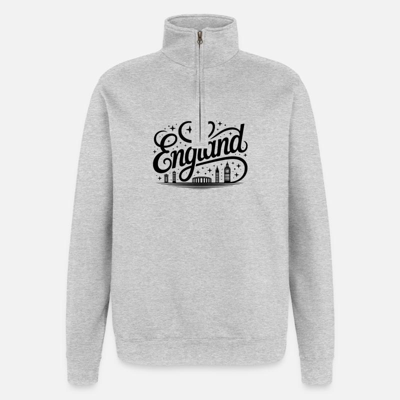 Angleterre - Souvenir Design - Sweat à zip 1/4 - gris chiné