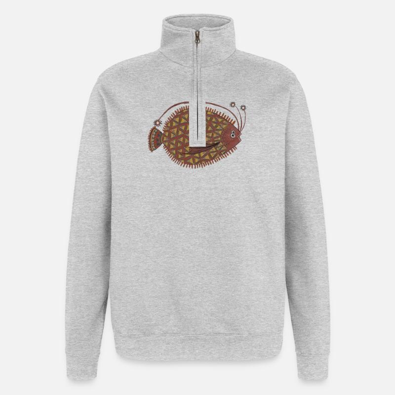 Die_Flunder_2 - Sweat à zip 1/4 - gris chiné