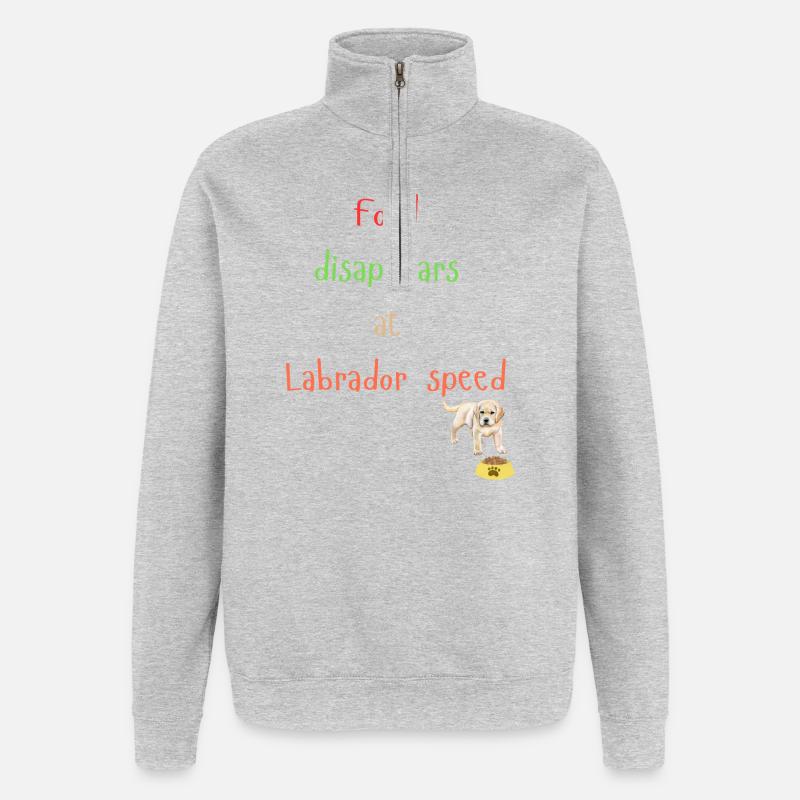 Labrador Essen Verschwinden Verspieltes Design - Quarter-Zip-Sweatshirt - Grau meliert