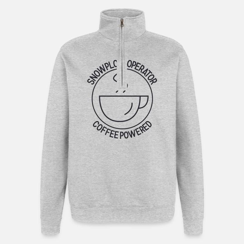 Snowplow Operator Coffee Powered Schneepflugfahrer - Quarter-Zip-Sweatshirt - Grau meliert