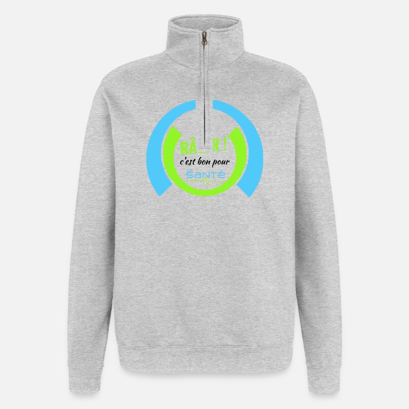 Râler c'est bon pour la santé - Sweat à zip 1/4 - gris chiné