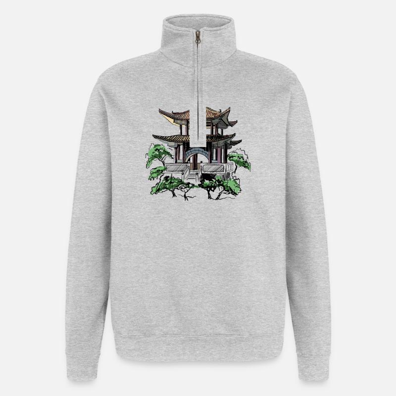 pagode - Sweat à zip 1/4 - gris chiné