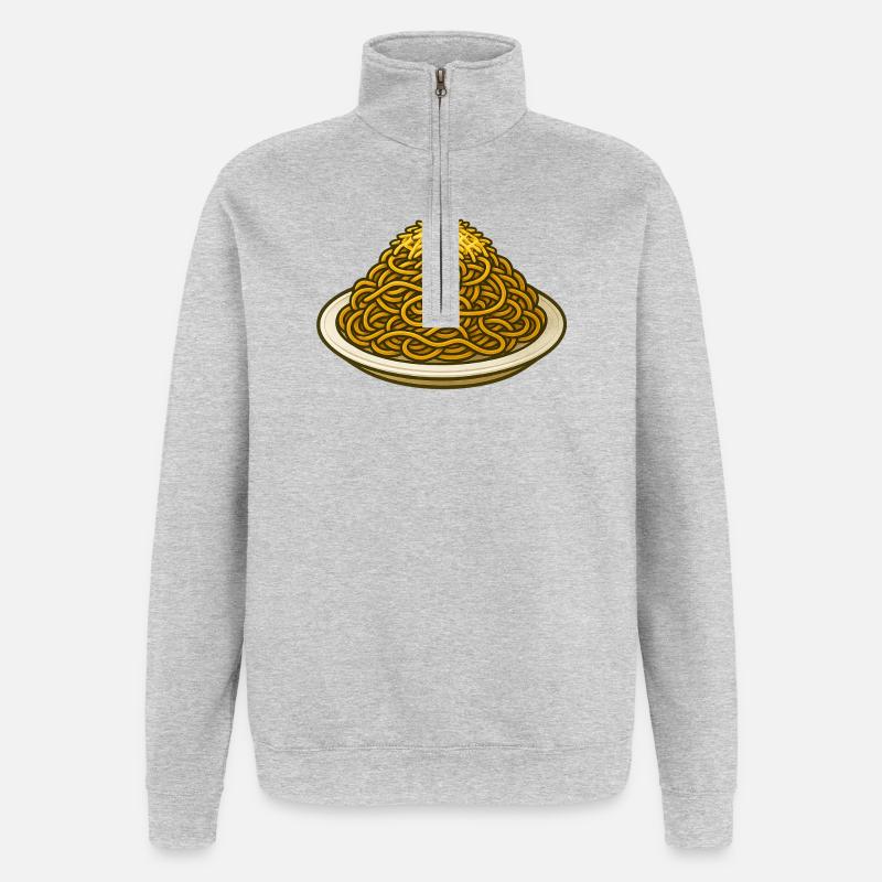 Spaghetti mit Käse Illustration - Quarter-Zip-Sweatshirt - Grau meliert
