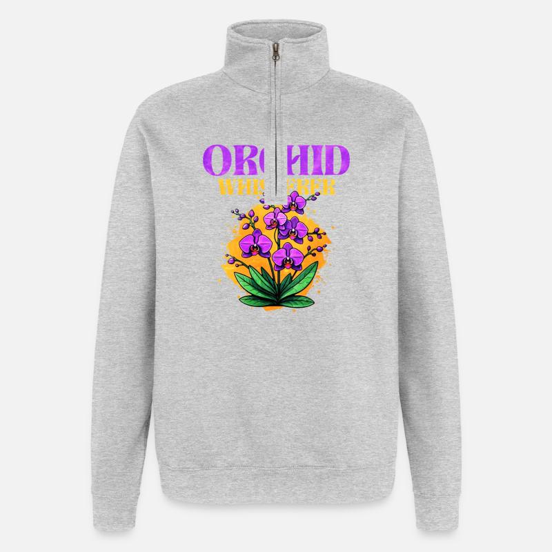Conception de murmure d'orchidée - Sweat à zip 1/4 - gris chiné