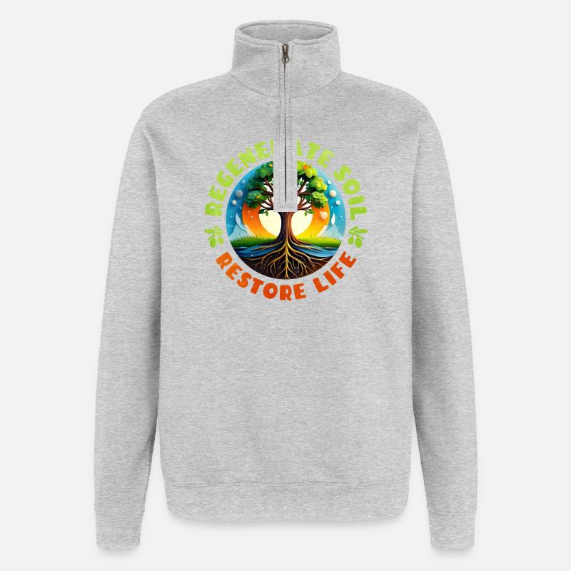 Représentation vivante d'arbres pour la nature - Sweat à zip 1/4 - gris chiné