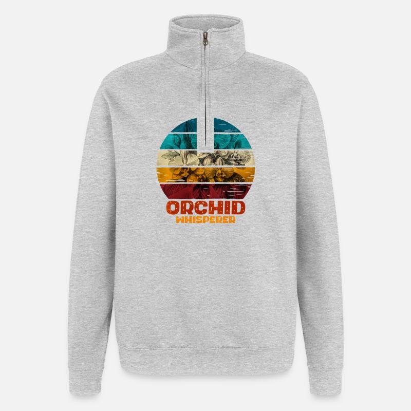 Orchidee Flüsterer Design - Quarter-Zip-Sweatshirt - Grau meliert