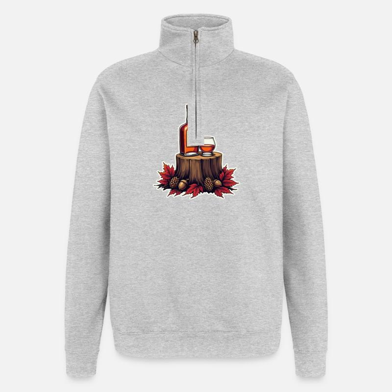 Autumn Whiskey on Stump - Quarter-Zip Sweatshirt - heather grey