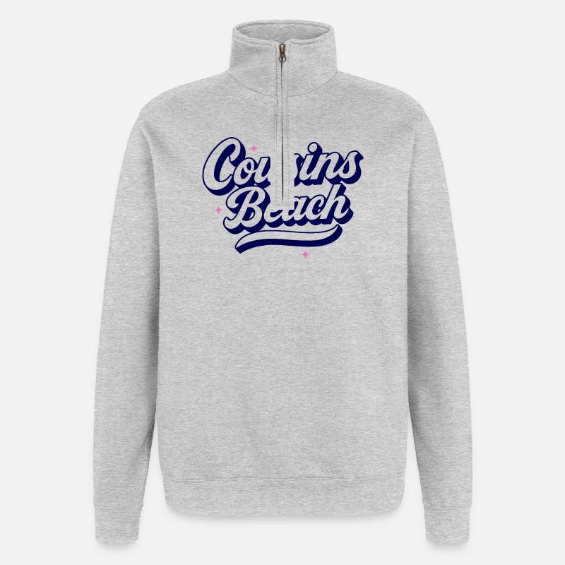 Cousins Beach - Conception de script rétro - Sweat à zip 1/4 - gris chiné