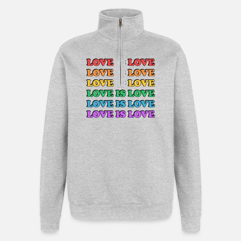 Regenbogen-Leben und Leben lassen-Typografie - Quarter-Zip-Sweatshirt - Grau meliert