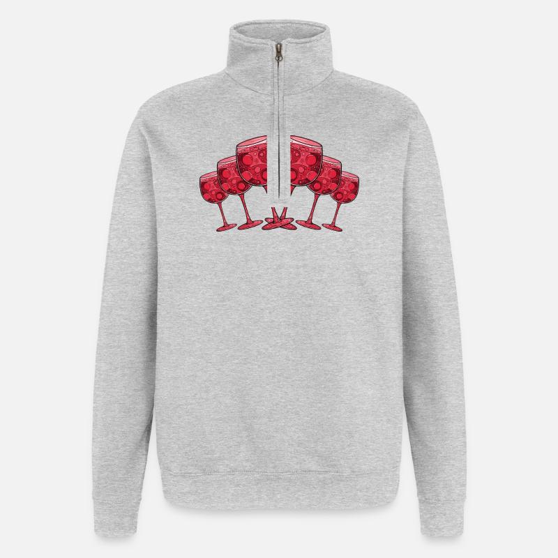 Weinglas Symbol Anstoßen - Quarter-Zip-Sweatshirt - Grau meliert