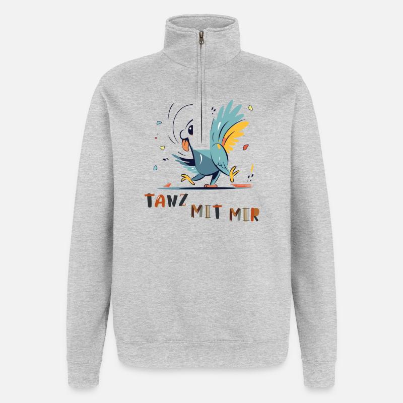  Papagei möchte Tanzen - Quarter-Zip-Sweatshirt - Grau meliert